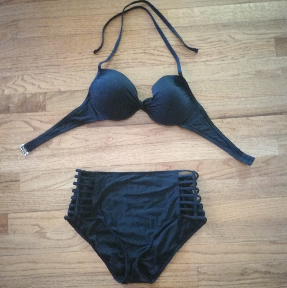 Push up + high waisted bikini set